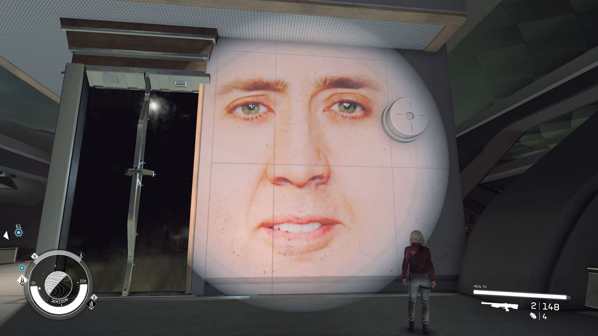 Nicholas Cage flashlight mod in Starfield (Image via Brandoman)